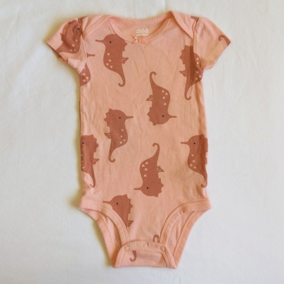 child of mine peach seahorse short sleeve bodysuit diaper shirt 18 months baby - Picture 4 of 8